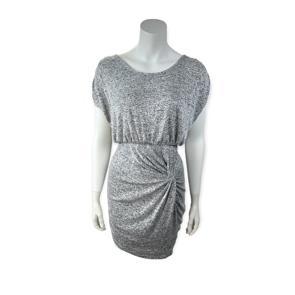 Poetry Gray Slouchy Ruched Draped Shoulders Dress Size L - Picture 1 of 16